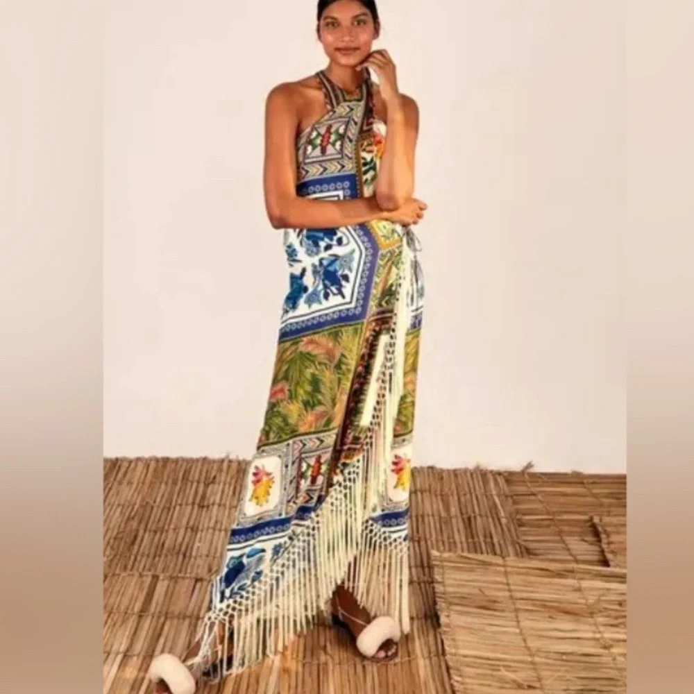Farm Rio Mixed scarves  halter dress NWT - Picture 4 of 4